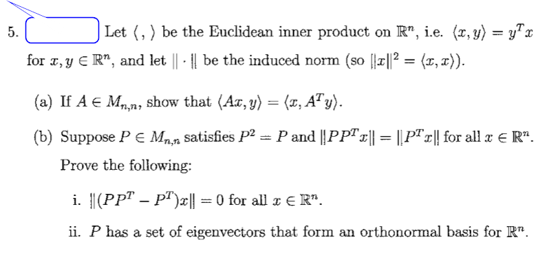 Answered 5 Let Be The Euclidean Inner Bartleby