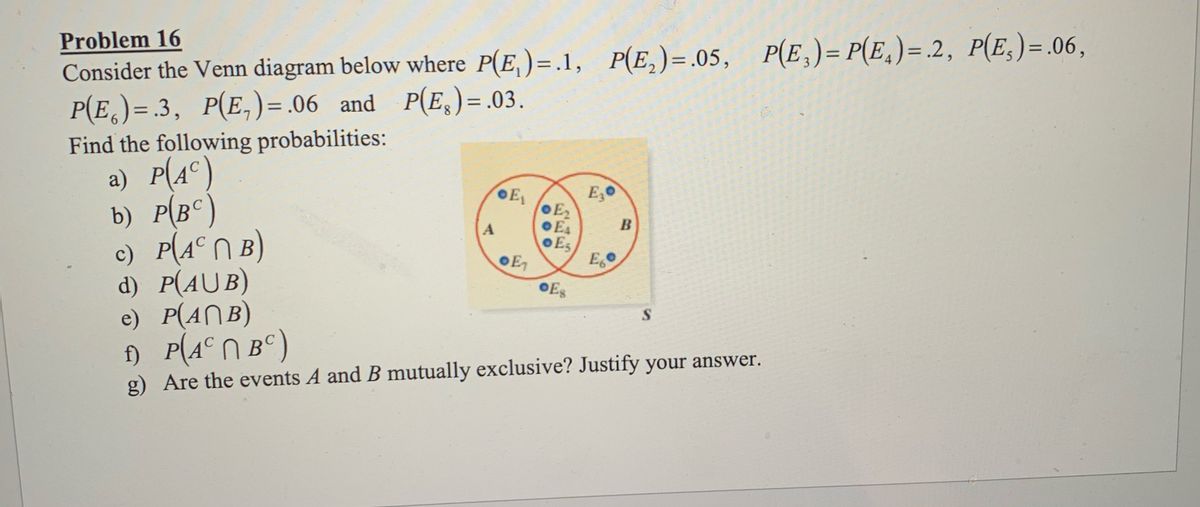 Answered Problem 16 Consider The Venn Diagram Bartleby