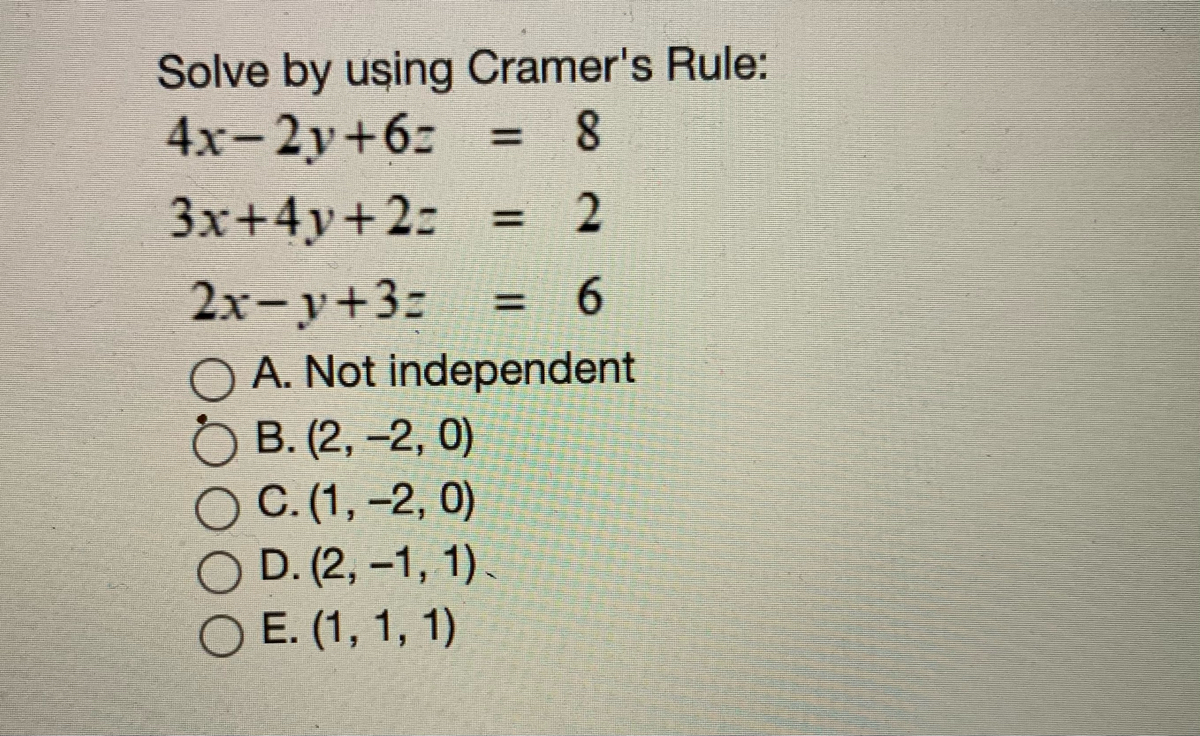Answered Solve By Using Cramer S Rule 4x 2y 6 Bartleby