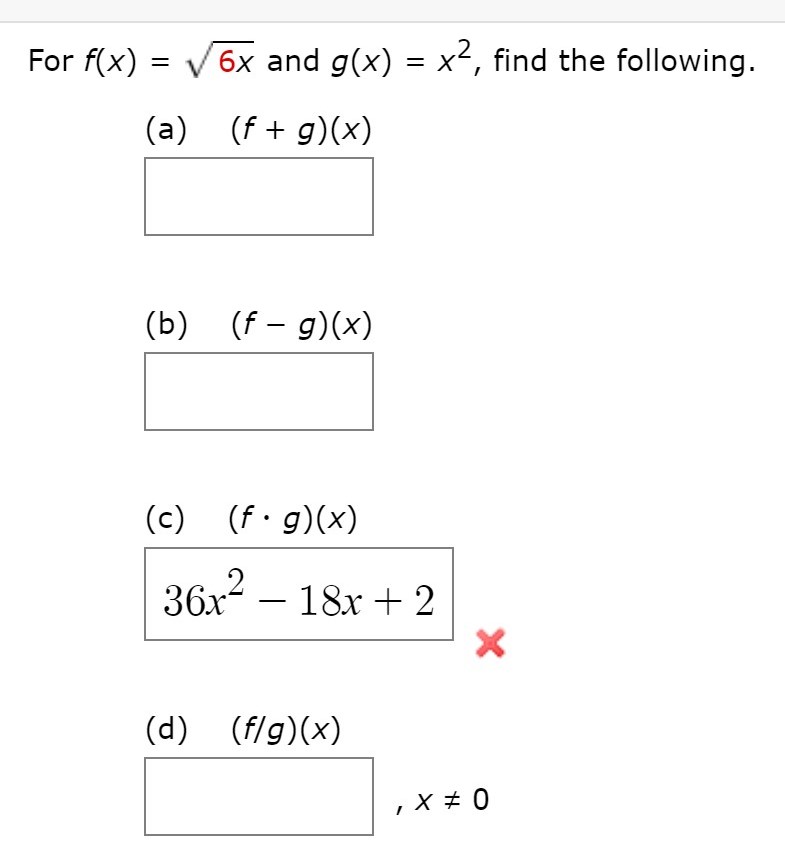 Answered For F X V 6x And G X X Find The Bartleby