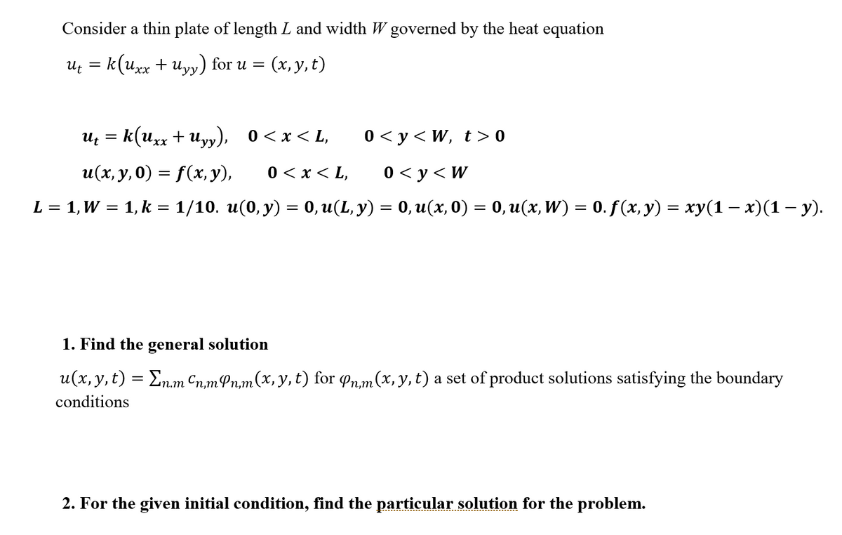 Answered Consider A Thin Plate Of Length L And Bartleby