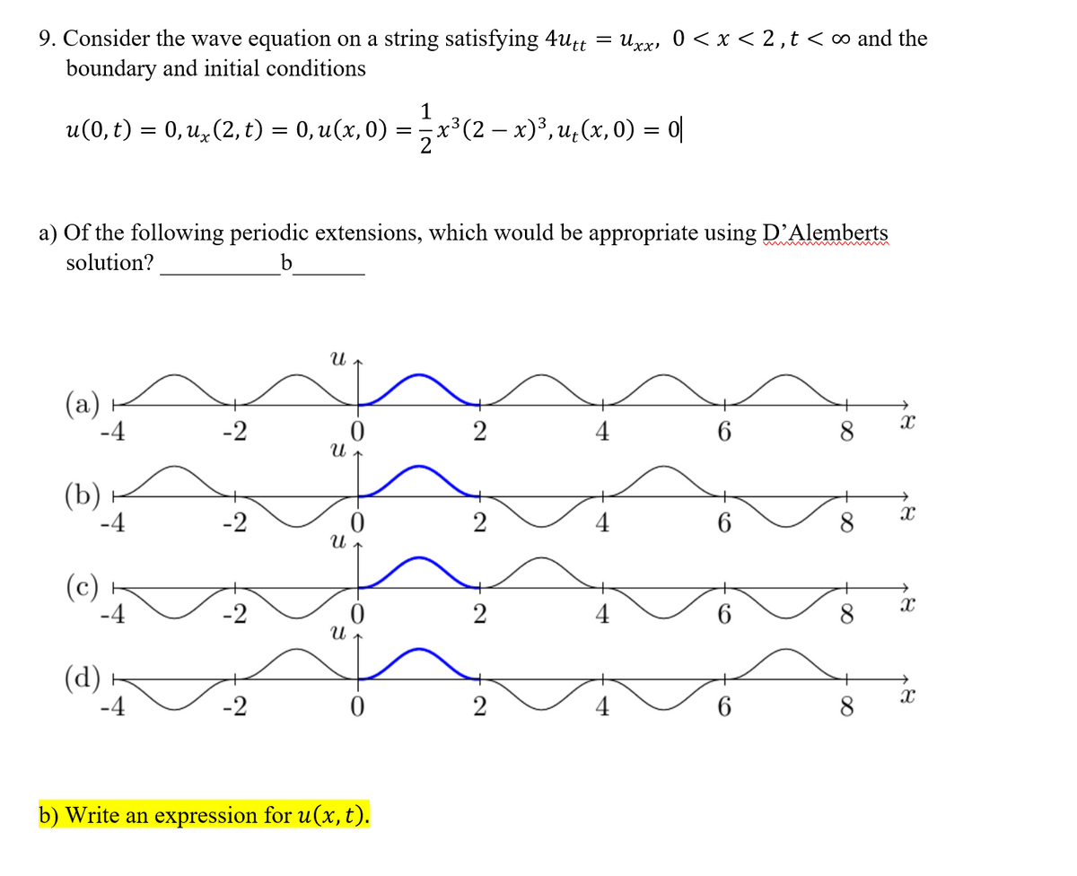 Answered 9 Consider The Wave Equation On A Bartleby