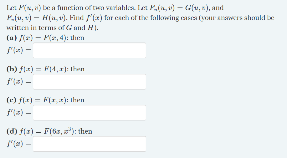 Answered Let F U V Be A Function Of Two Bartleby
