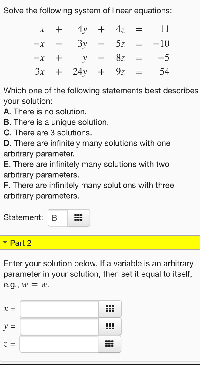 Answered Solve The Following System Of Linear Bartleby