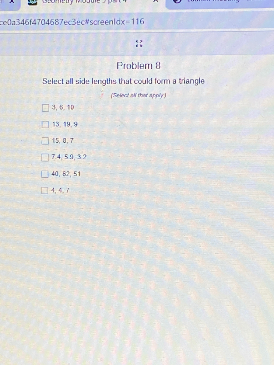 Answered Select All Side Lengths That Could Form Bartleby