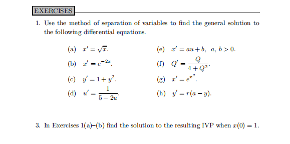 Answered 1 Use The Method Of Separation Of… Bartleby