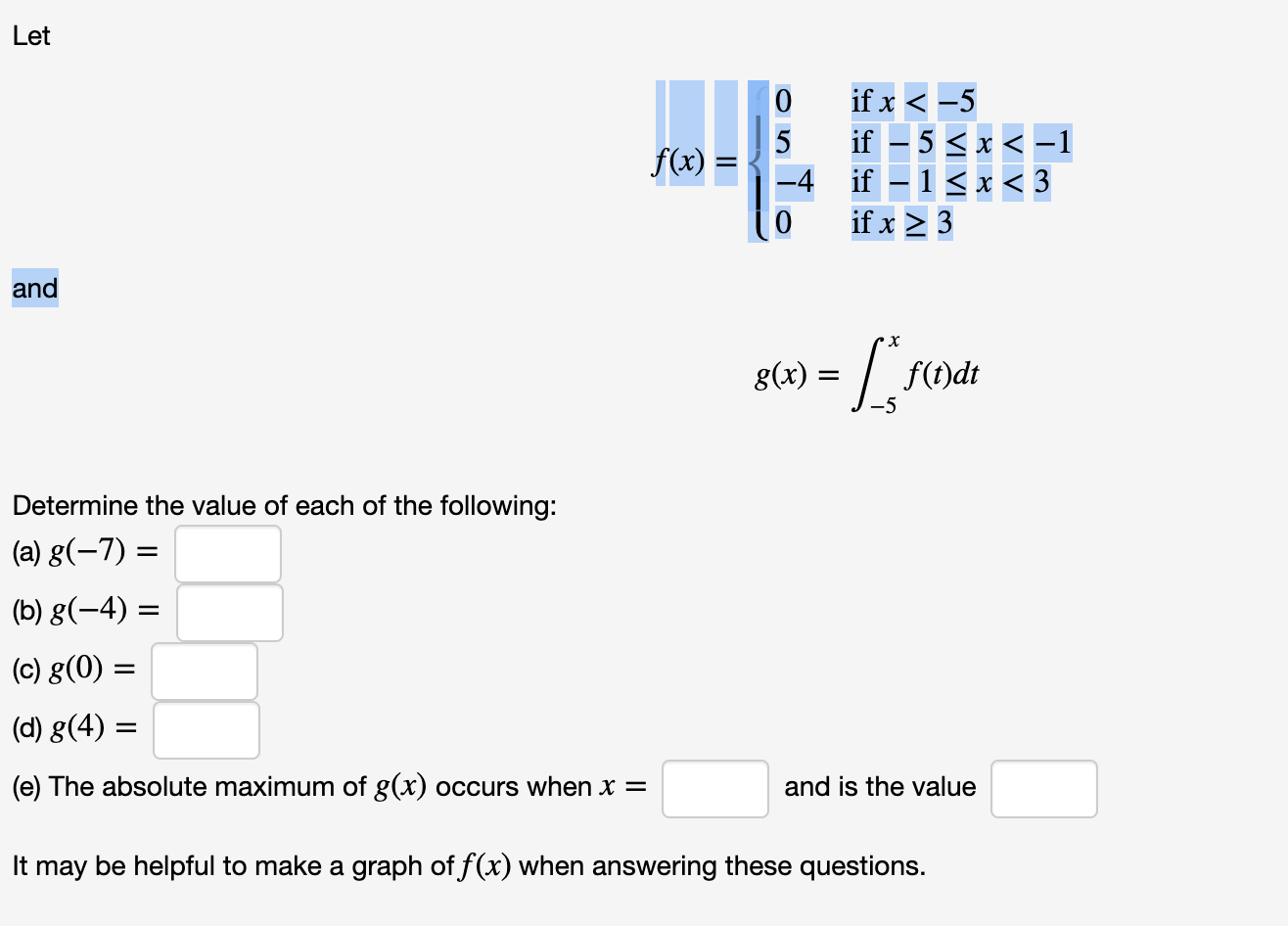 Answered Let If X 5 If 5 3 F X And G X Bartleby