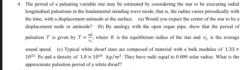 Answered: The period of a pulsating variable star… | bartleby