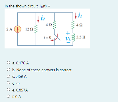 Answered In The Shown Circuit I T 2 A O Bartleby