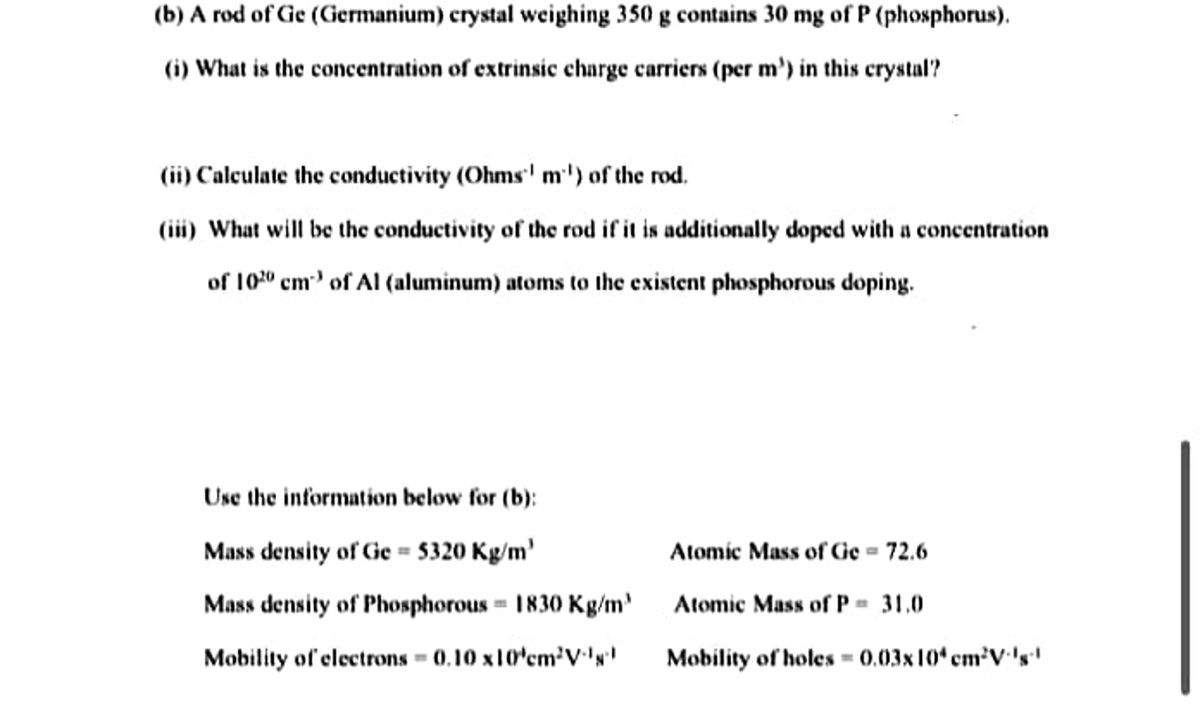 Answered B A Rod Of Ge Germanium Crystal Bartleby