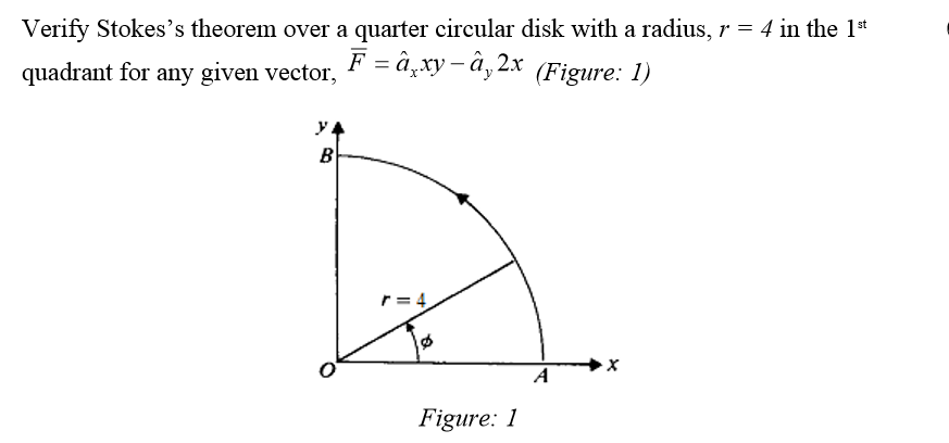 Answered Verify Stokes S Theorem Over A Quarter Bartleby