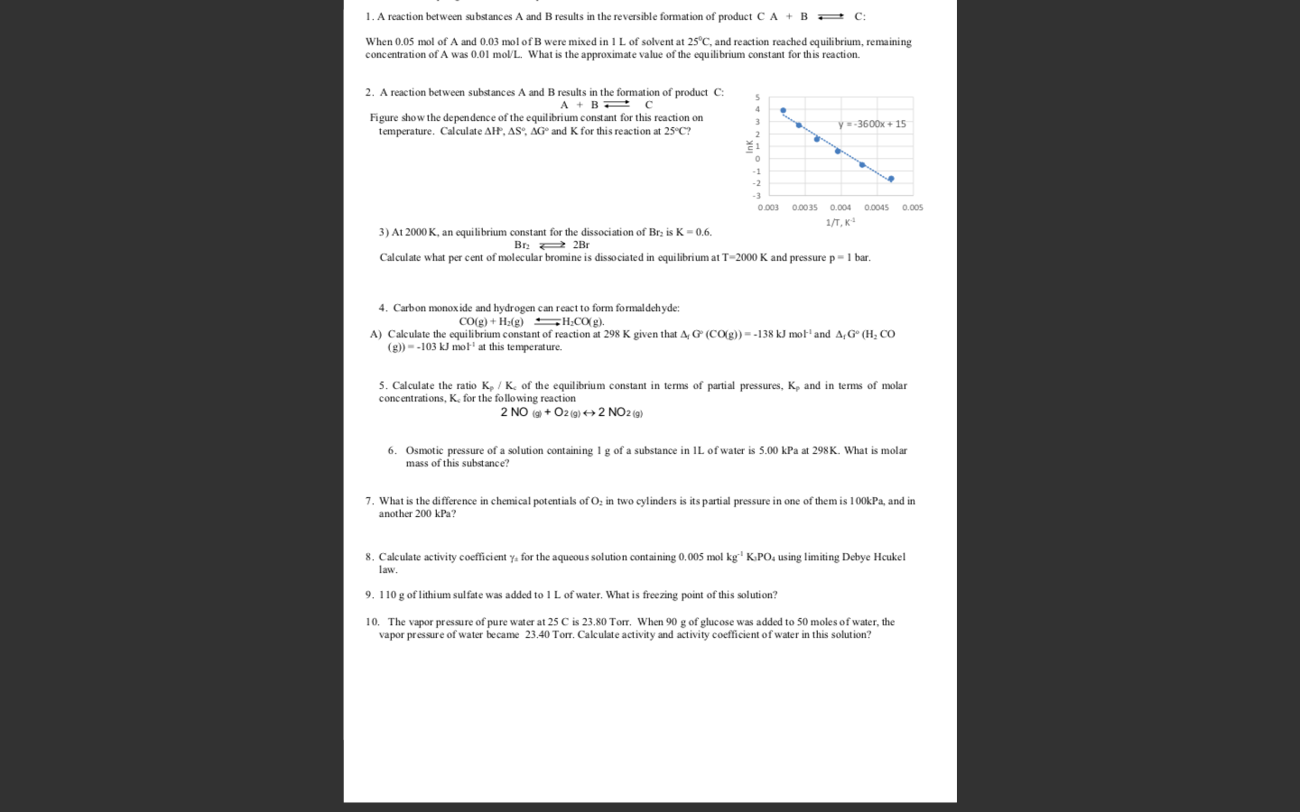 Answered: 1. A reaction between substances A and… | bartleby