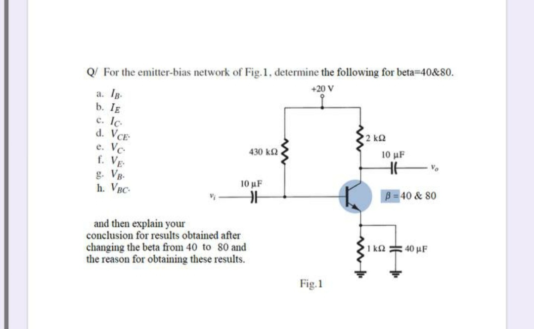 Answered Q For The Emitter Bias Network Of Bartleby