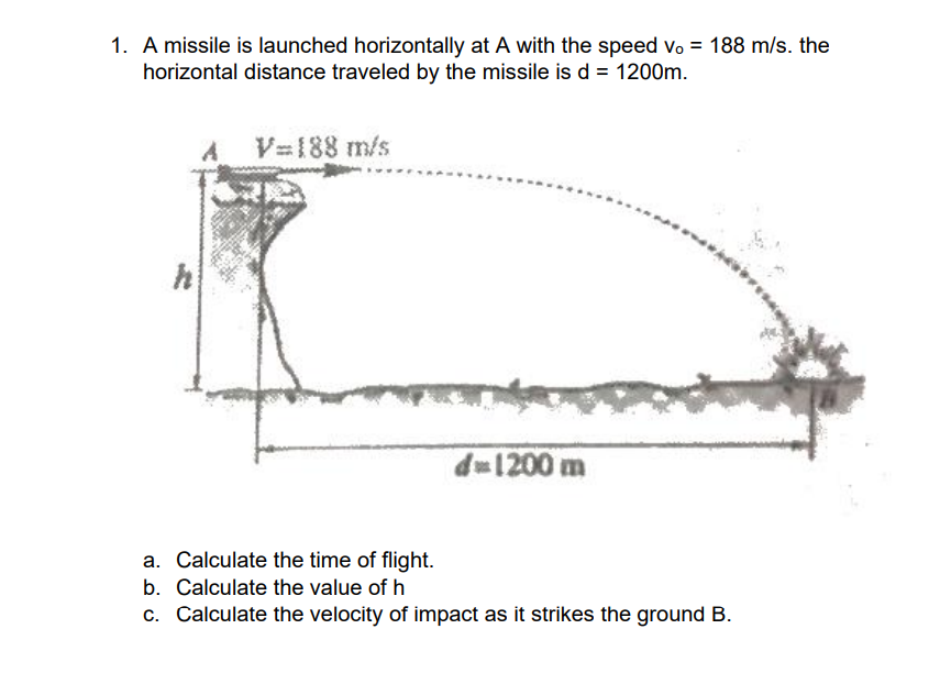 Answered 1 A Missile Is Launched Horizontally Bartleby