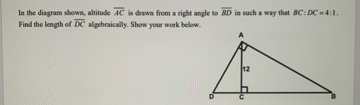 Answered: In the diagram shown, altitude AC is… | bartleby