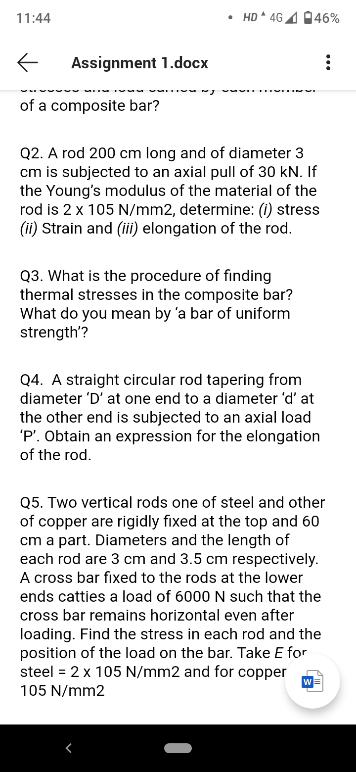Answered Q2 A Rod 0 Cm Long And Of Diameter 3 Bartleby