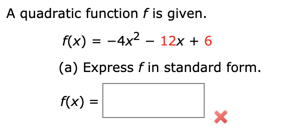 Answered: A quadratic function f is given. f(x) =… | bartleby