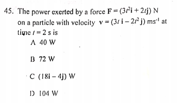 Answered 45 The Power Exerted By A Force F Bartleby