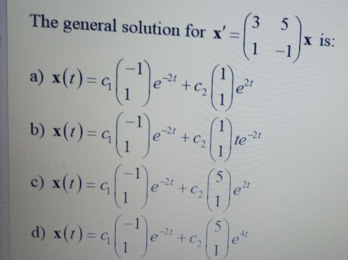 Answered 3 5 The General Solution For X 1 X Bartleby