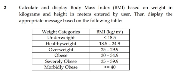 Answered Calculate And Display Body Mass Index Bartleby