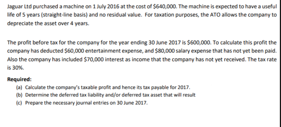 Answered Jaguar Ltd Purchased A Machine On 1 Bartleby