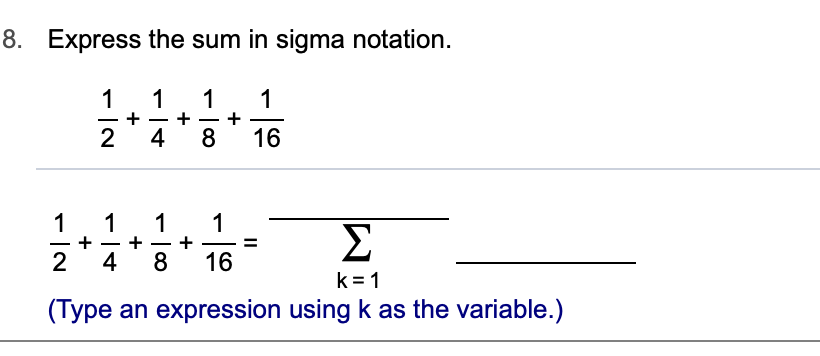 sum to sigma notation calculator