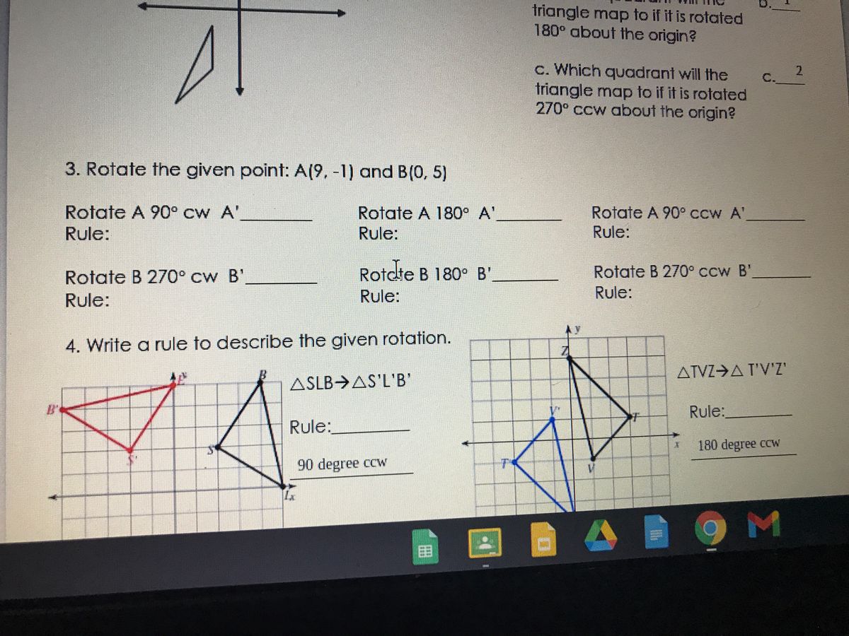 Answered 3 Rotate The Given Point A 9 1 And Bartleby