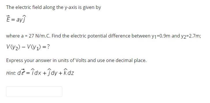 Answered The Electric Field Along The Y Axis Is Bartleby