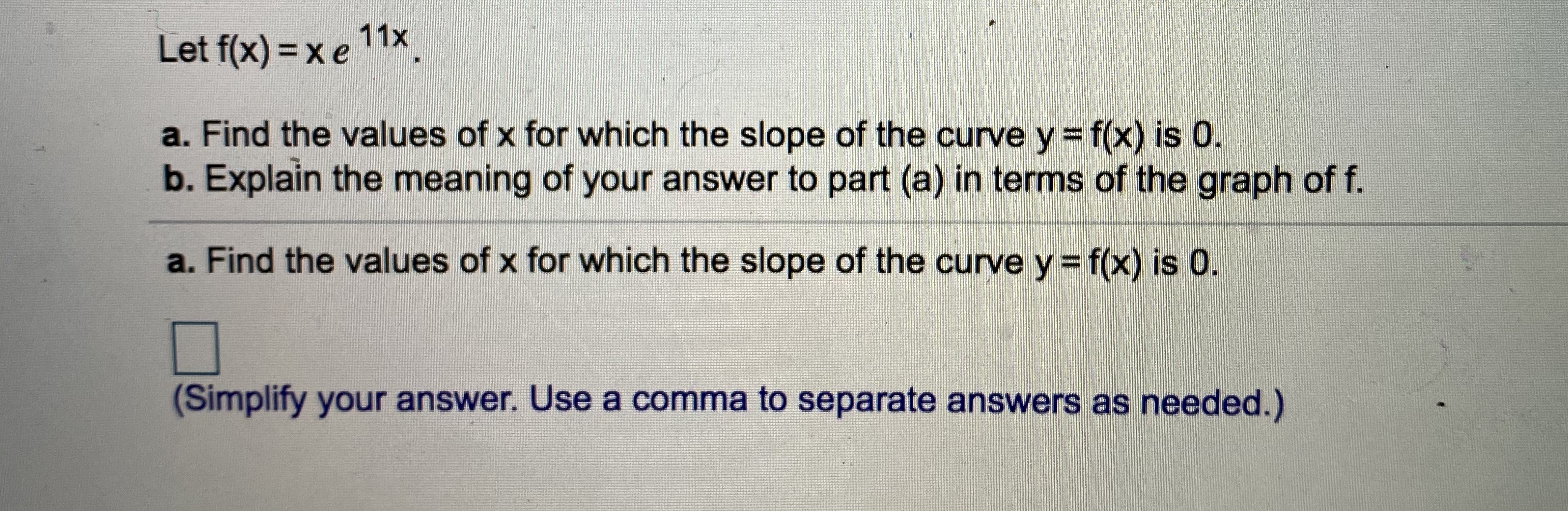 Answered Let F X X E 11x A Find The Values Bartleby