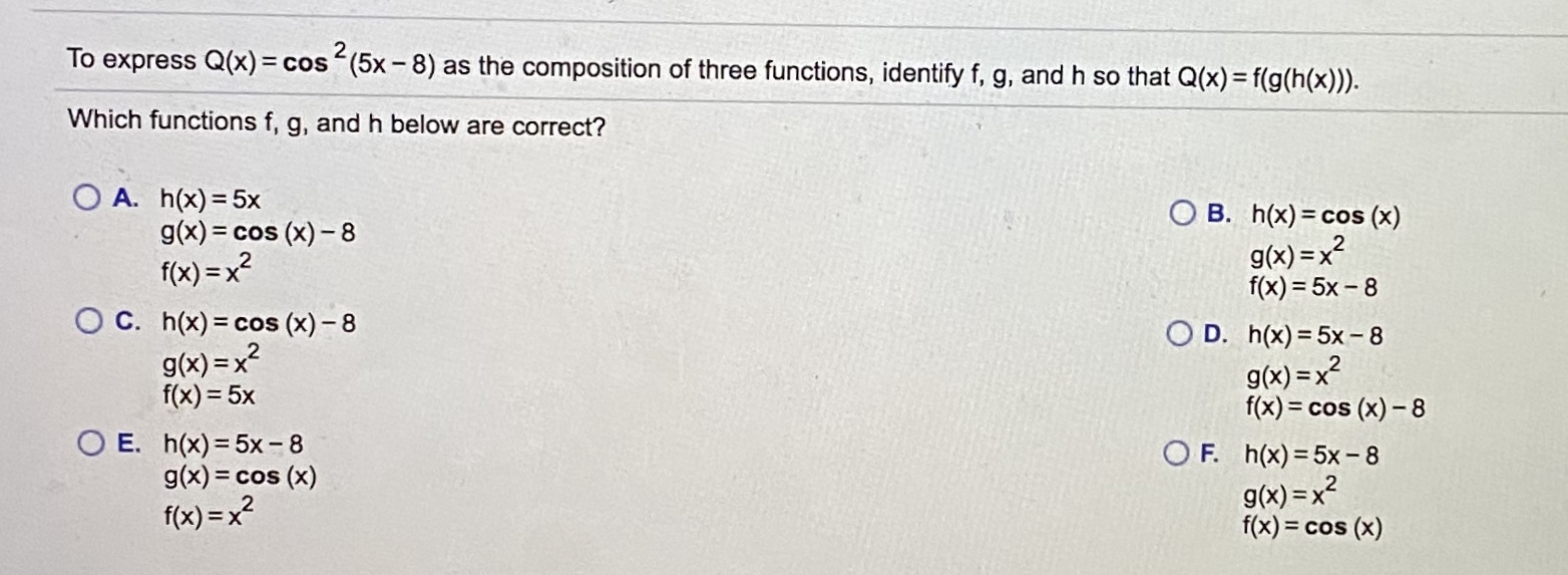 Answered To Express Q X Cos 5x 8 As The Bartleby