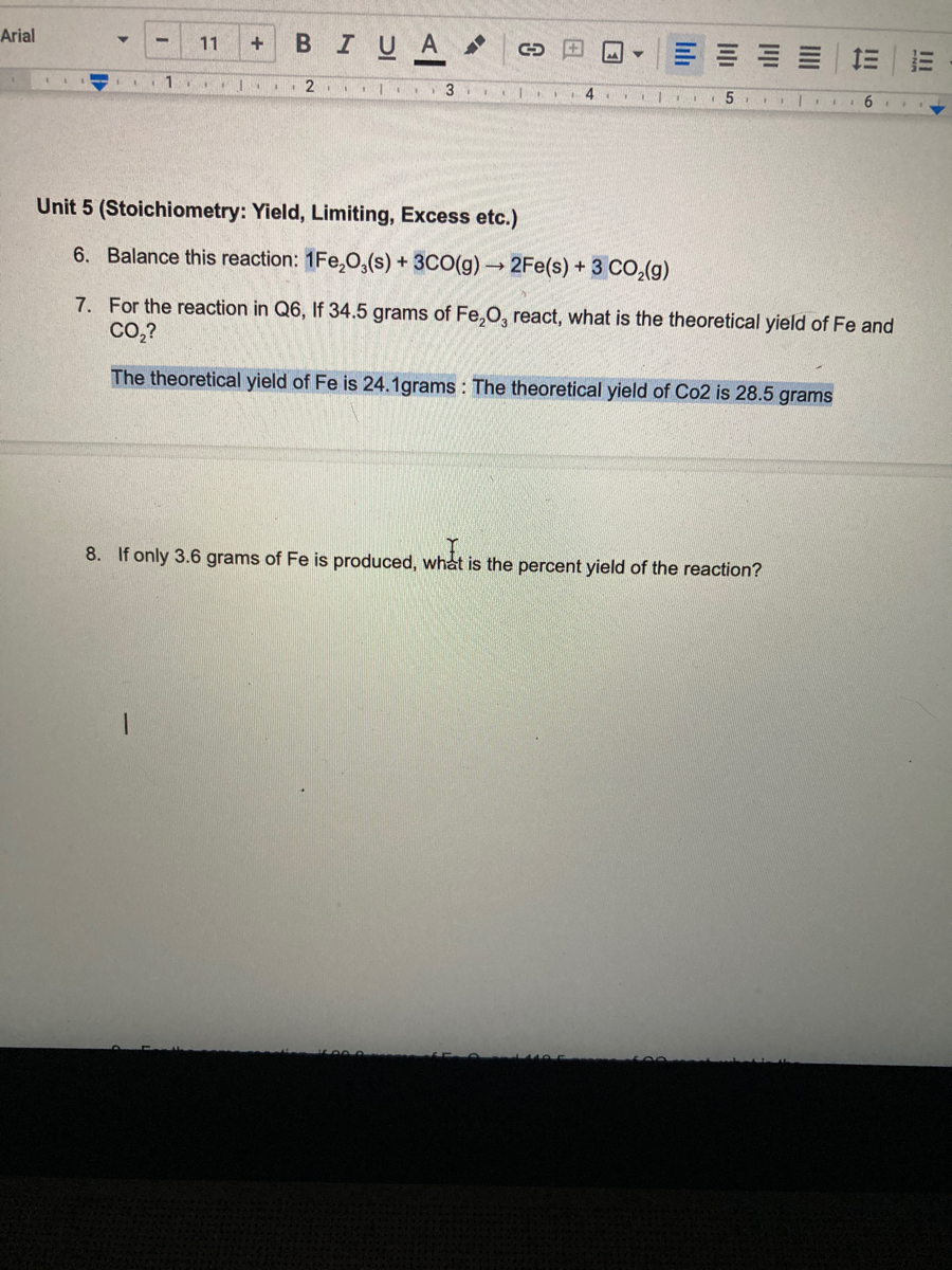 Answered 6 Balance This Reaction 1fe 0 S Bartleby