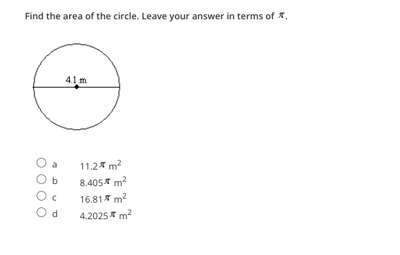 Answered: Find the area of the circle. Leave your… | bartleby