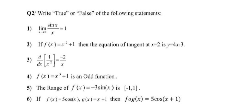 Answered Q2 Write True Or False Of The Bartleby