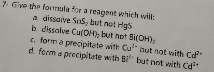 Answered 7 Give The Formula For A Reagent Which Bartleby