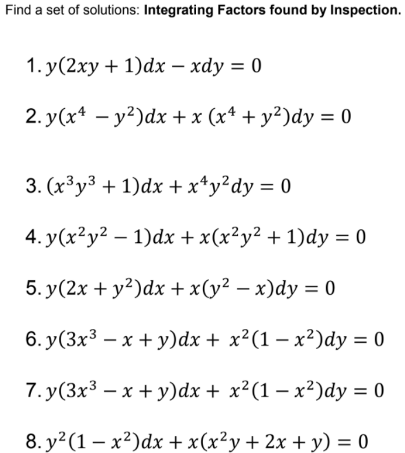 Answered Find A Set Of Solutions Integrating Bartleby