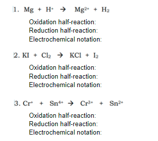 Answered: 1. Mg + H → Mg²- + H2 Oxidation… | bartleby