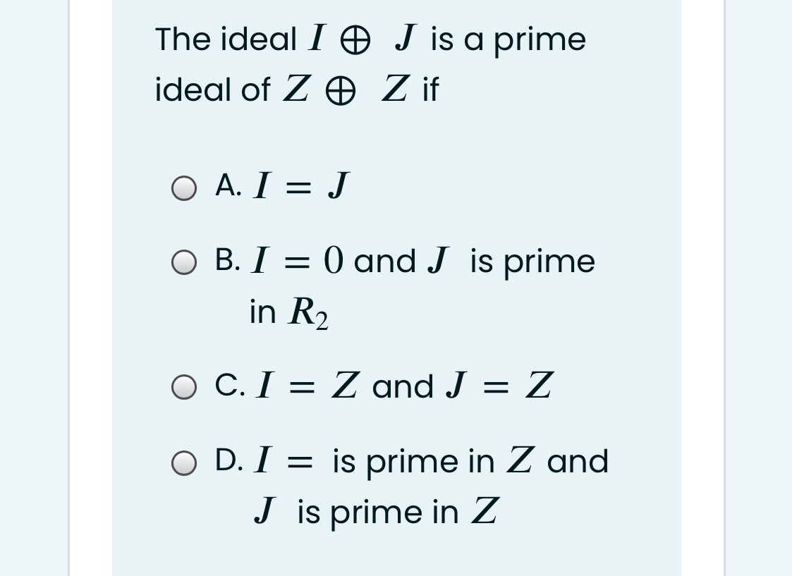 Answered The Ideal I D J Is A Prime Ideal Of Z D Bartleby