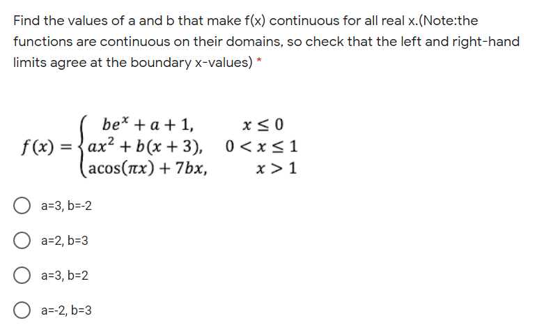 Answered Find The Values Of A And B That Make Bartleby