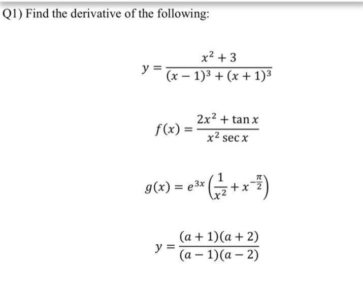 Answered 01 Find The Derivative Of The Bartleby