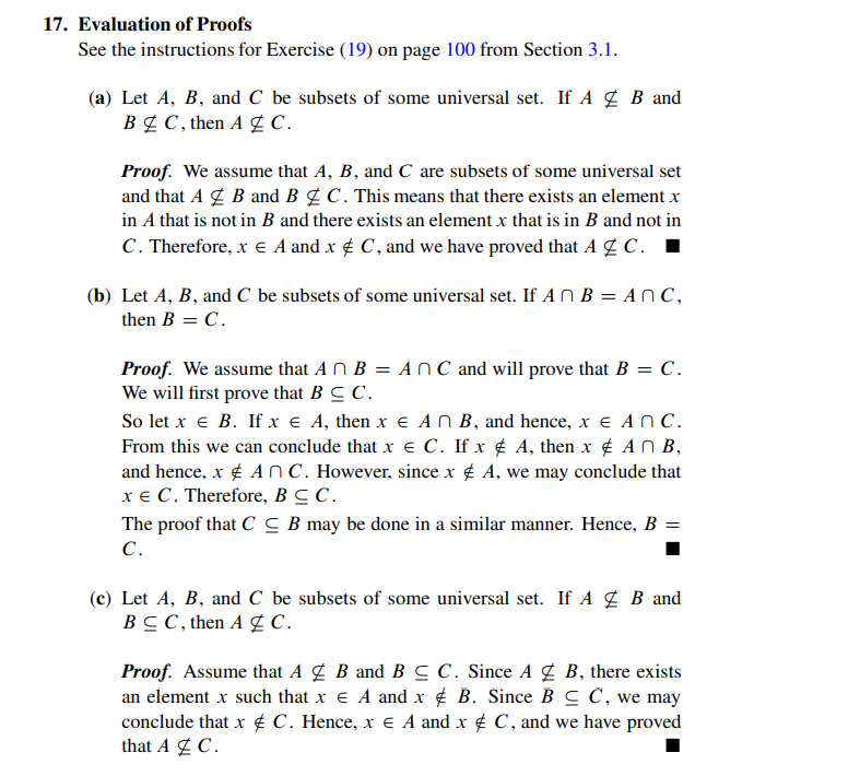 Answered: (c) Let A, B, and C be subsets of some… | bartleby