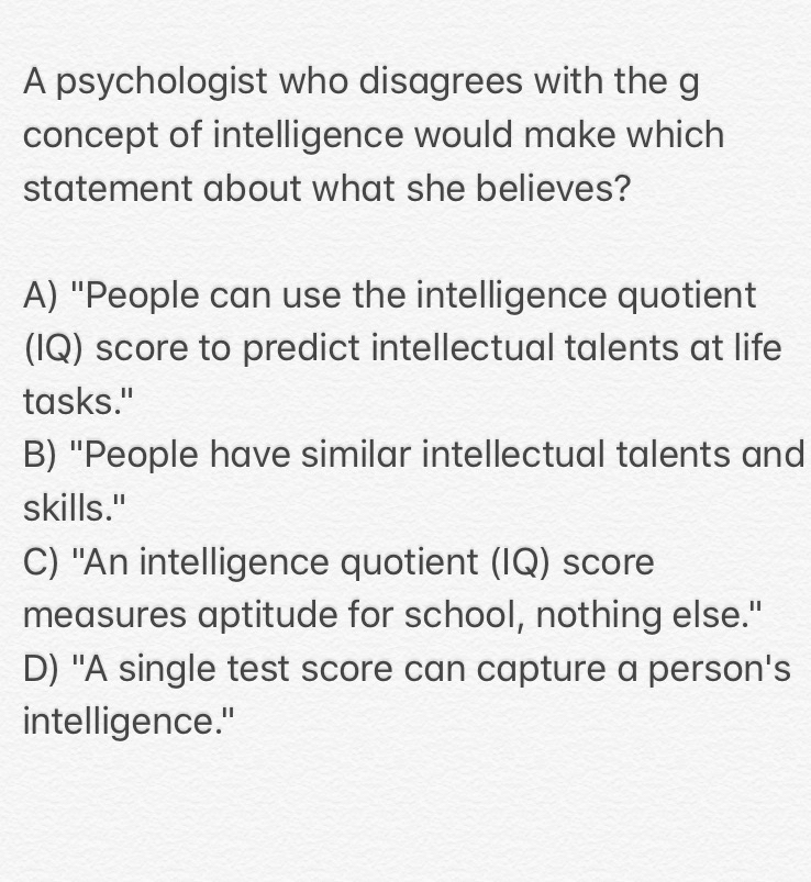 Answered A Psychologist Who Disagrees With The G Bartleby