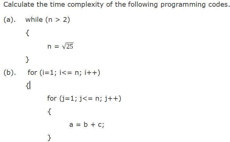 Answered Calculate The Time Complexity Of The Bartleby