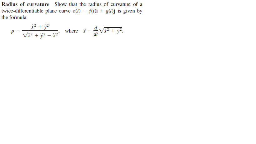 Answered Radius Of Curvature Show That The Bartleby