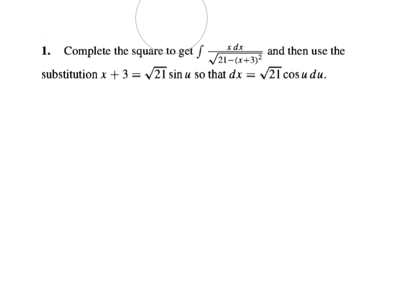 Answered X Dx 1 Complete The Square To Get J Bartleby