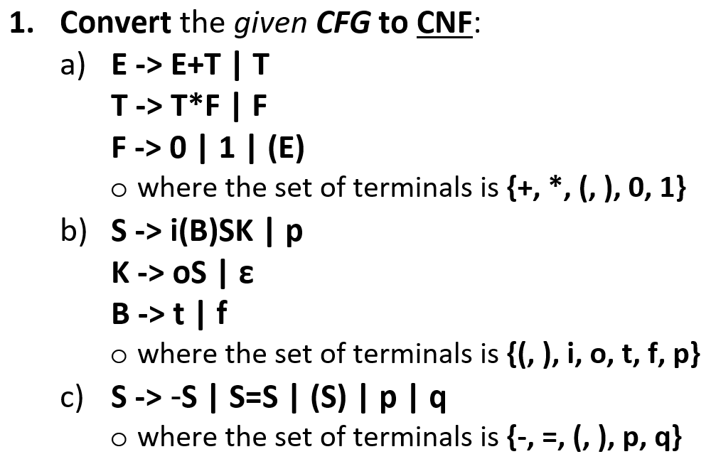 Answered 1 Convert The Given Cfg To Cnf A E Bartleby