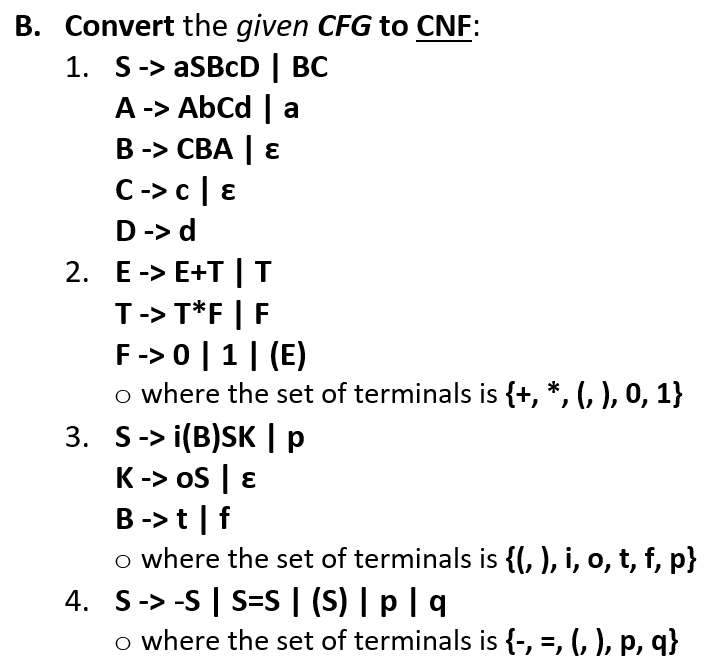Answered B Convert The Given Cfg To Cnf 1 S Bartleby