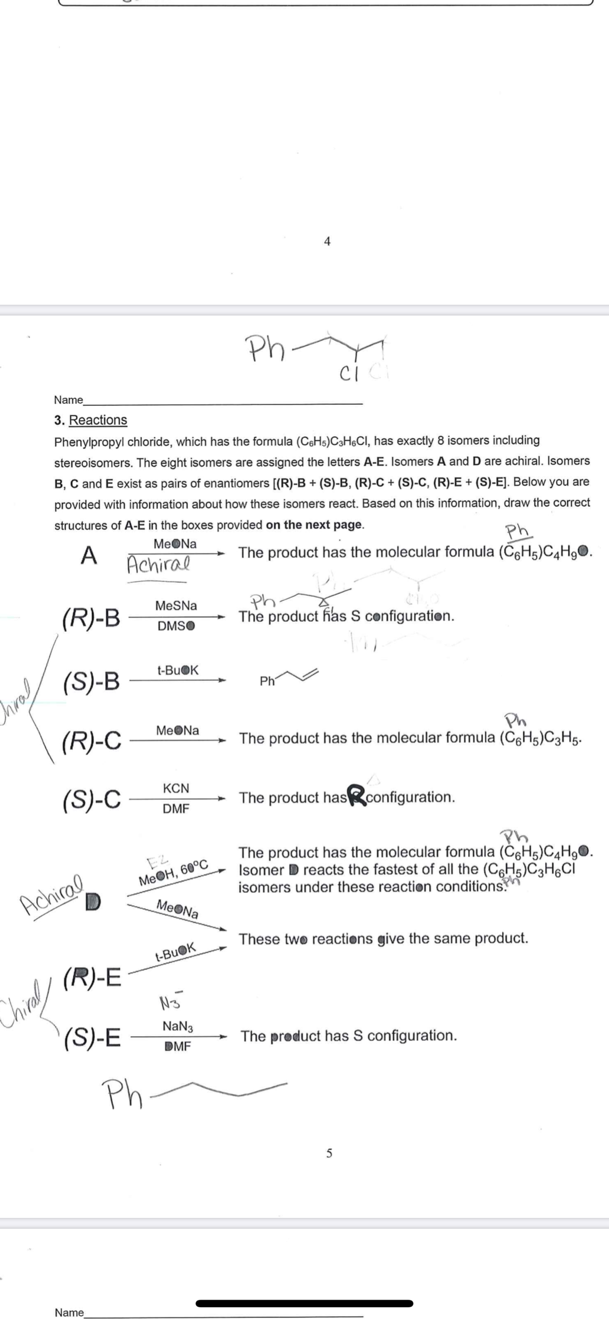 Answered Name 3 Reactions Phenylpropyl Bartleby