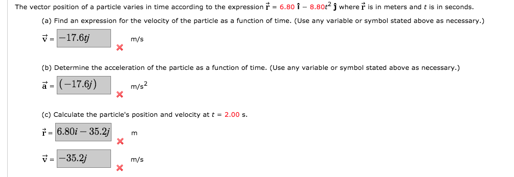 Answered The Vector Position Of A Particle Bartleby