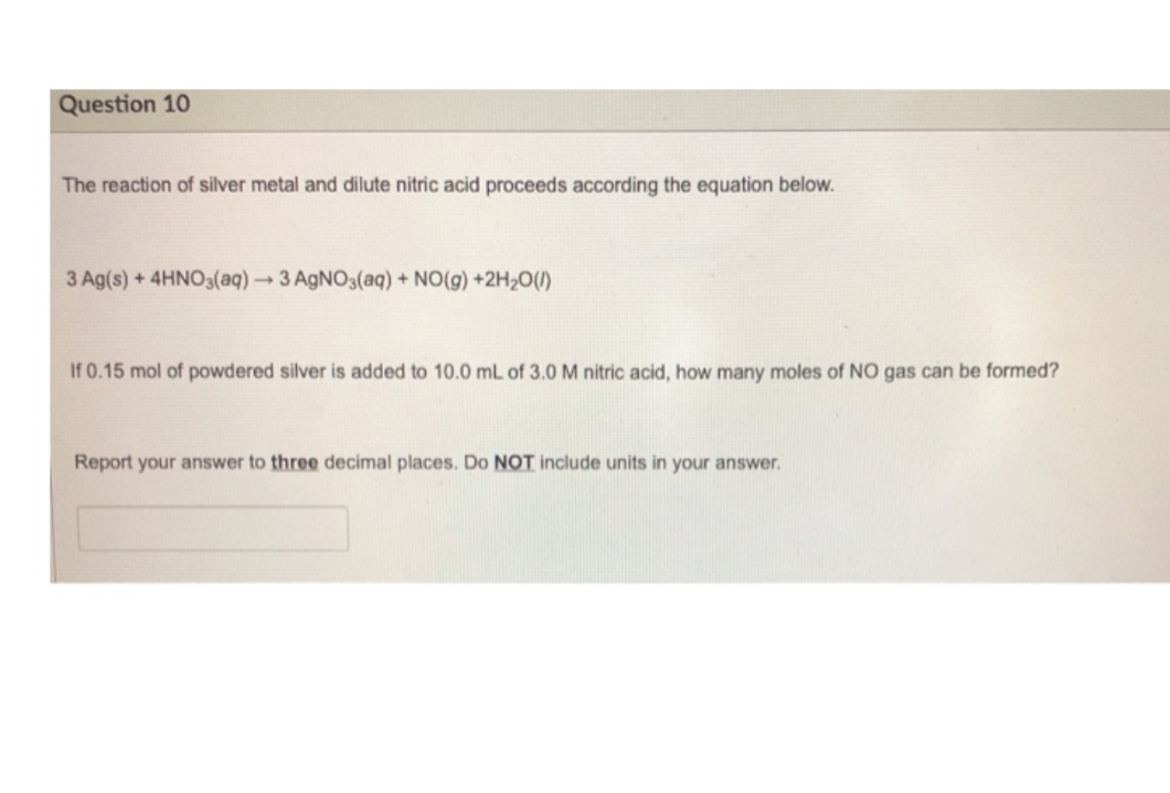 Answered The Reaction Of Silver Metal And Dilute Bartleby