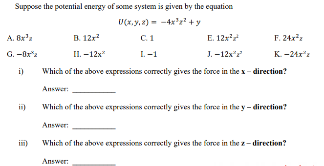 Answered U X Y Z 4x Z Y A 8x Z V 12h2 Bartleby